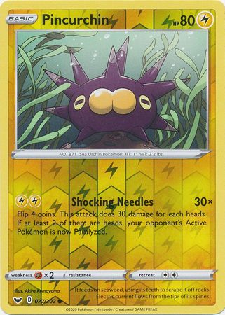 Sword &amp; Shield - 077/202 - Pincurchin - Reverse Holo