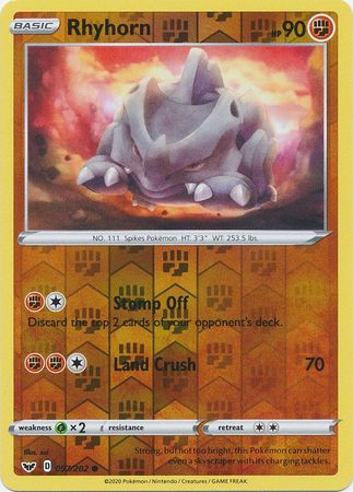 Sword &amp; Shield - 097/202 - Rhyhorn - Reverse Holo