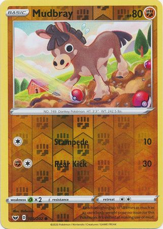 Sword &amp; Shield - 105/202 - Mudbray - Reverse Holo