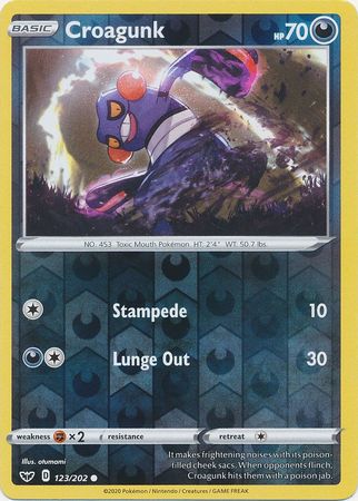 Sword &amp; Shield - 123/202 - Croagunk - Reverse Holo