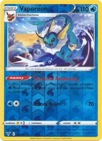Vivid Voltage - 030/185 - Vaporeon - Reverse Holo