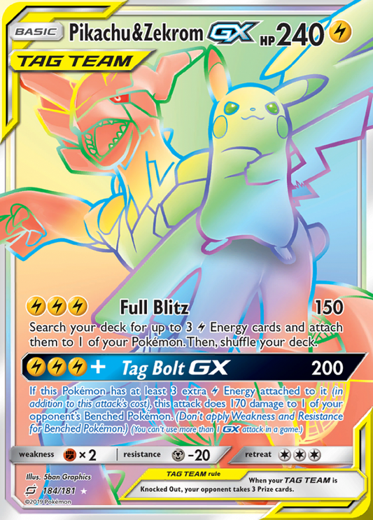 Team Up - 184/181 - Pikachu &amp; Zekrom GX (Tag Team)