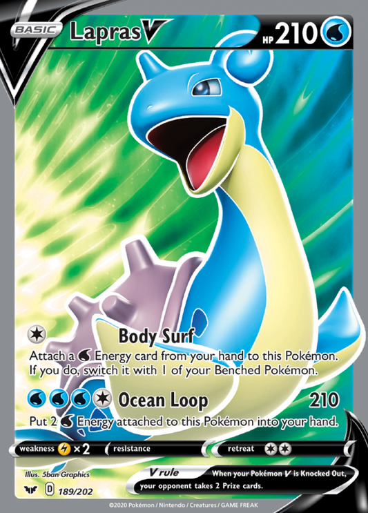 Sword &amp; Shield - 189/202 - Lapras V