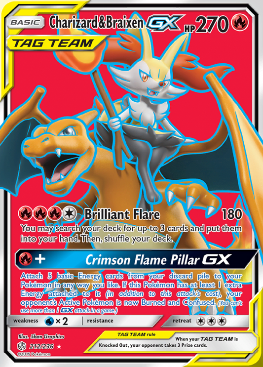 Cosmic Eclipse - 212/236 - Charizard &amp; Braixen GX (Tag Team)