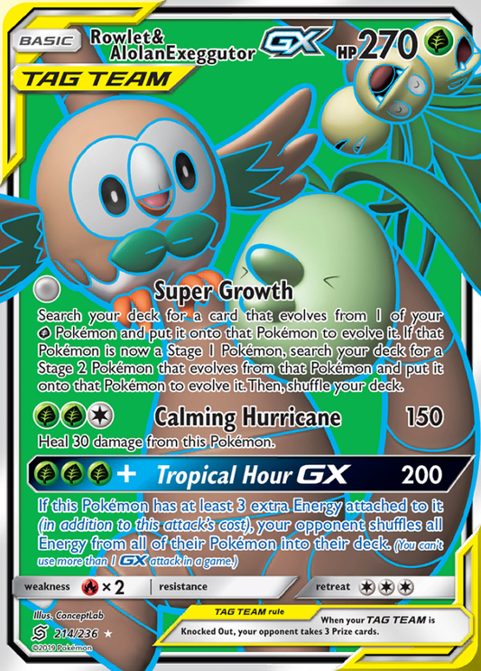 Unified Minds - 214/236 - Rowlet &amp; Alolan Exeggutor GX (Tag Team)