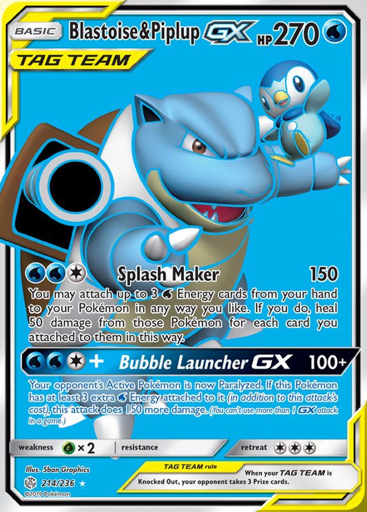 Cosmic Eclipse - 214/236 - Blastoise &amp; Piplup GX (Tag Team)