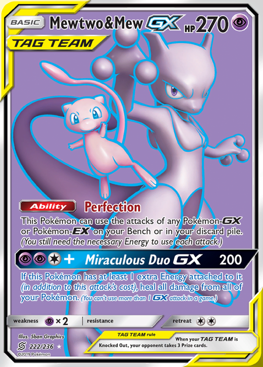 Unified Minds - 222/236 - Mewtwo &amp; Mew GX (Tag Team)
