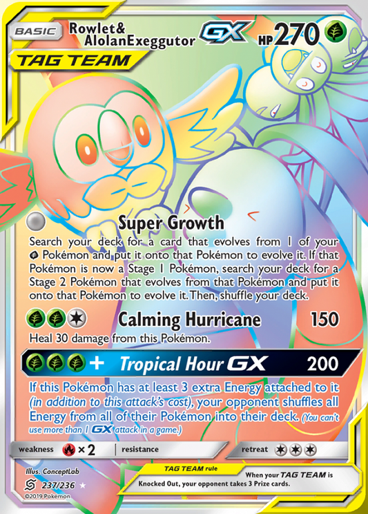 Unified Minds - 237/236 - Rowlet &amp; Alolan Exeggutor GX (Tag Team)