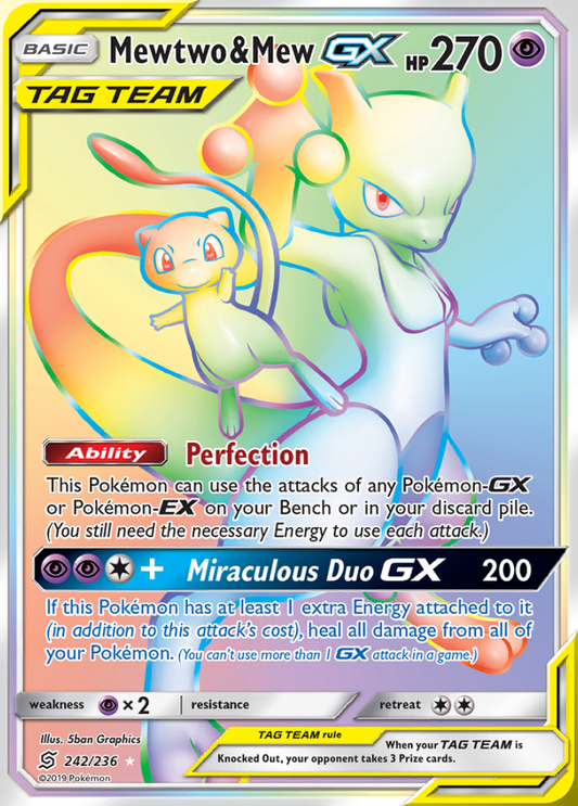 Unified Minds - 242/236 - Mewtwo &amp; Mew GX (Tag Team)