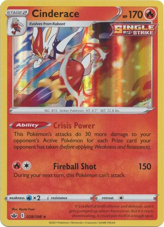 Chilling Reign - 028/198 - Cinderace - Holo