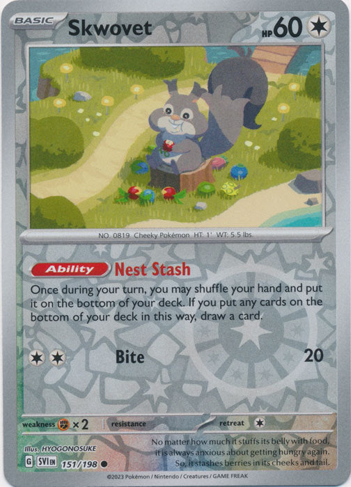 Scarlet &amp; Violet - 151/198 - Skwovet - Reverse Holo