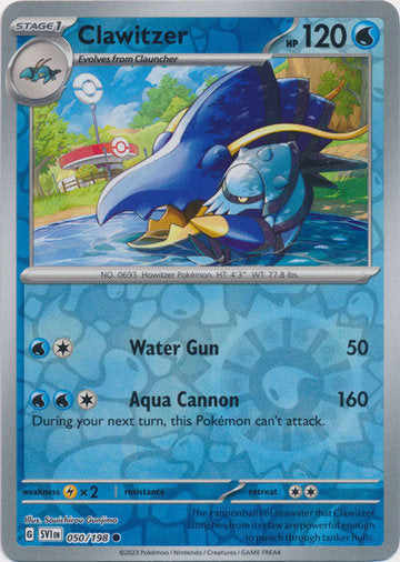 Scarlet &amp; Violet - 050/198 - Clawitzer - Reverse Holo