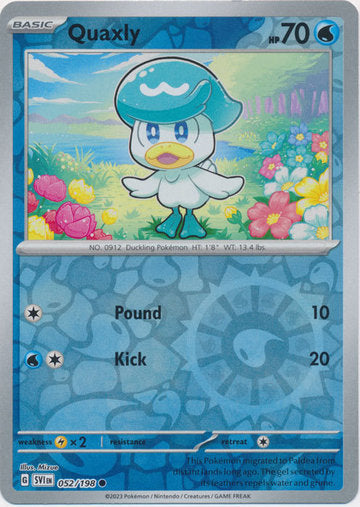 Scarlet &amp; Violet - 052/198 - Quaxly - Reverse Holo