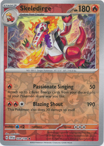 Scarlet &amp; Violet - 038/198 - Skeledirge - Reverse Holo