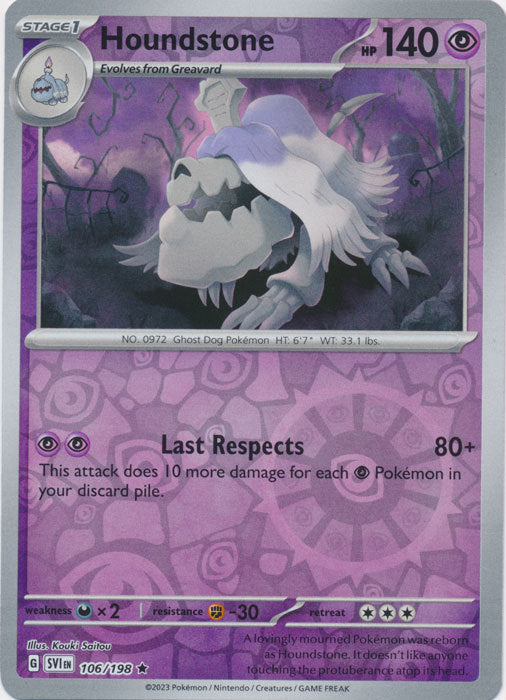 Scarlet &amp; Violet - 106/198 - Houndstone - Reverse Holo