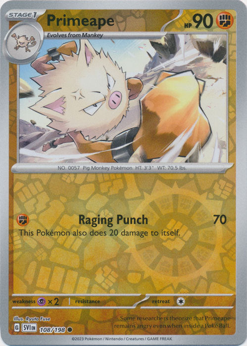 Scarlet &amp; Violet - 108/198 - Primeape - Reverse Holo