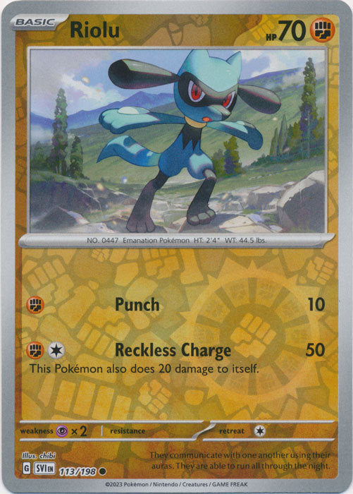 Scarlet &amp; Violet - 113/198 - Riolu - Reverse Holo