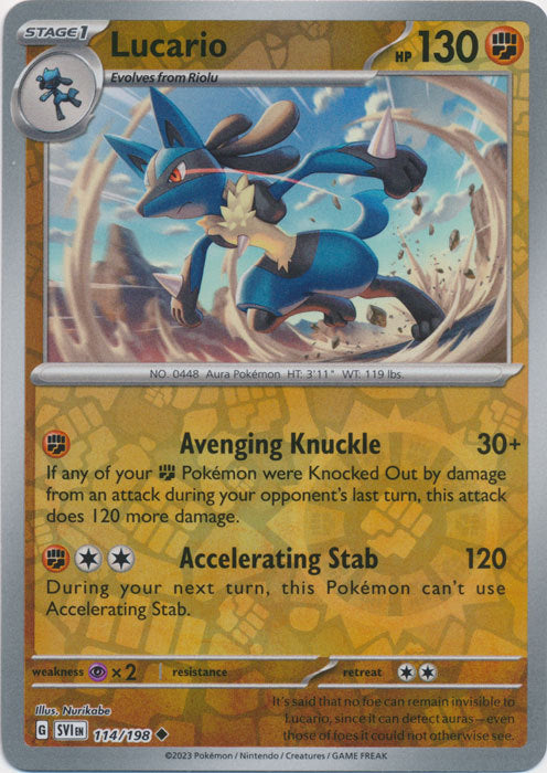 Scarlet &amp; Violet - 114/198 - Lucario - Reverse Holo
