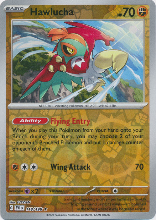 Scarlet &amp; Violet - 118/198 - Hawlucha - Reverse Holo
